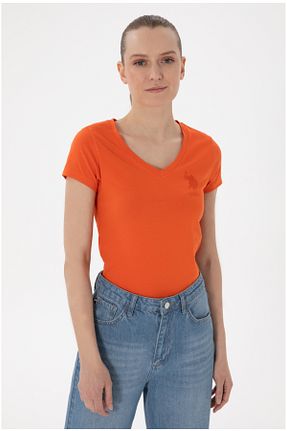 تیشرت نارنجی زنانه سوپر اسلیم فیت U.S. Polo Assn. - کد 924680309