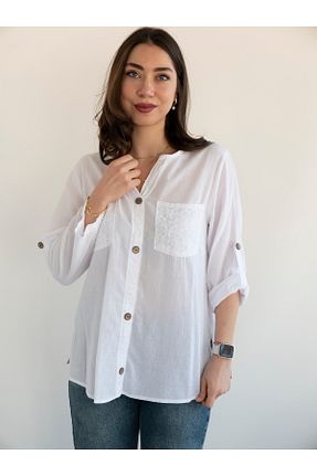 بلوز سایز بزرگ سفید زنانه سایز بزرگ citycenterfashion - کد 924697433