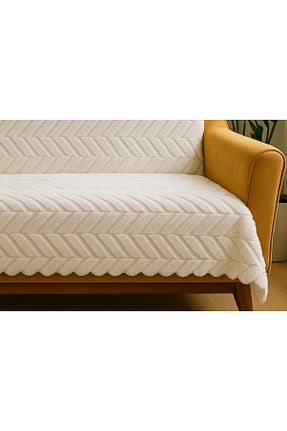 کاور مبل سفید مخملی Sivalde - کد 925384797