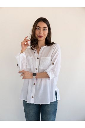 بلوز سایز بزرگ سفید زنانه سایز بزرگ citycenterfashion - کد 924697433