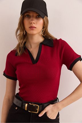 بلوز زرشکی زنانه ساده Olalook - کد 924547996