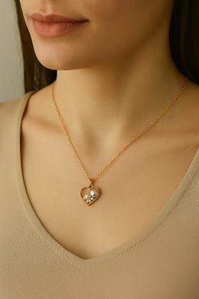 گردنبند جواهر زرد زنانه مروارید Feron accessories - کد 924771422