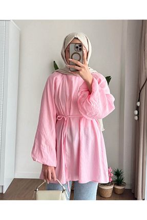 پیراهن حجاب صورتی زنانه اورسایز MOONSC - کد 924740992