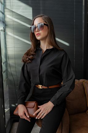 پیراهن مشکی زنانه اورسایز Modark - کد 890985604