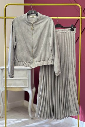 ست بالاتنه و پائین تنه حجاب طوسی زنانه رگولار Armine TREND - کد 924781067