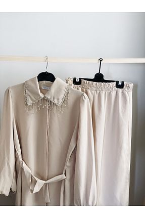 تونیک حجاب بژ زنانه بافتنی MODA NUR - کد 925445154