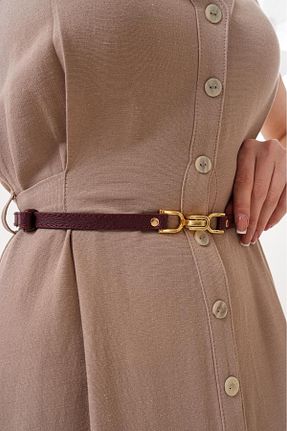 کمربند زرشکی زنانه چرم مصنوعی Descoin - کد 924804795