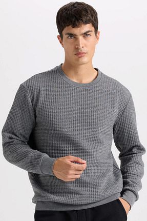 سوئیشرت طوسی مردانه ساده Defacto - کد 863282010