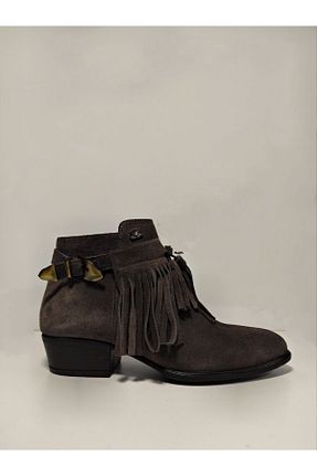 بوت / نیم بوت طوسی زنانه پاشنه ضخیم venüs ayakkabı - کد 782964505