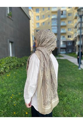 شال طلائی زنانه پنبه ای efdal şal eşarp - کد 924818031