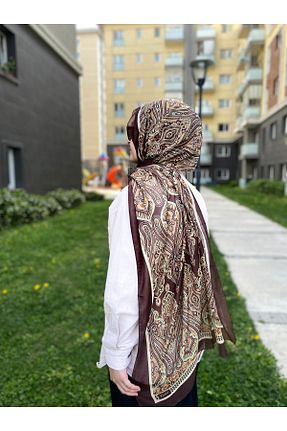 شال قهوه ای زنانه پنبه ای efdal şal eşarp - کد 924818767