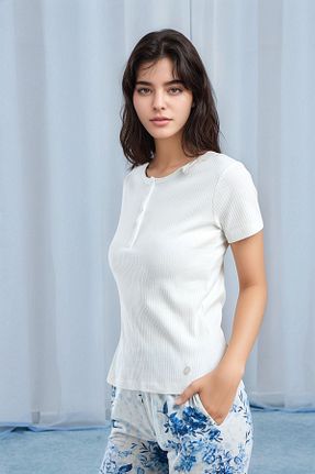 ست لباس راحتی سفید زنانه طرح دار Pierre Cardin - کد 924824318