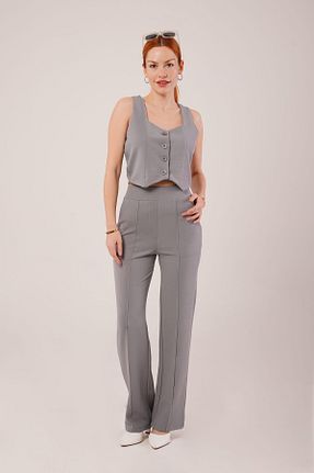 ست بالاتنه و پائین تنه طوسی زنانه بافتنی modaserdem - کد 904155168