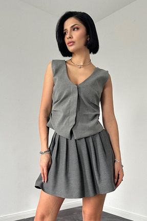 دامن طوسی زنانه بافتنی modaserdem - کد 922498615