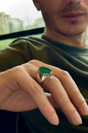 انگشتر نقره سبز مردانه 925 عیار Ring Of The King - کد 896665244