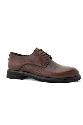 کفش کلاسیک قهوه ای مردانه چرم خالص İYİSİNDEN SHOES - کد 925022070