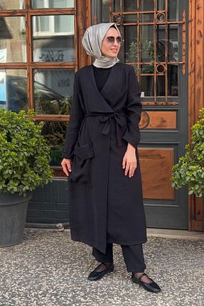 کلاه و ابایا مشکی زنانه مخلوط پلی استر NAKİ - کد 925027389