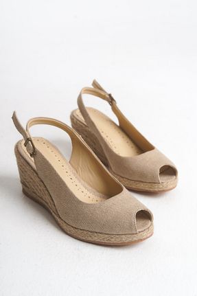 صندل بژ زنانه پاشنه پر Elile Shoes - کد 925705245