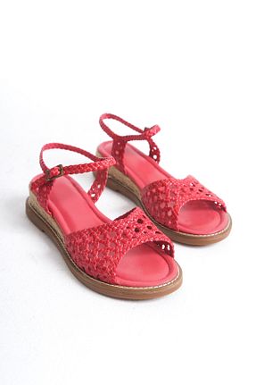 صندل قرمز زنانه پاشنه پر Elile Shoes - کد 925024321