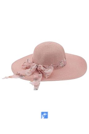 کلاه صورتی زنانه حصیر Kardelen Butik Denizli - کد 923210477