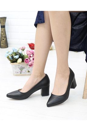 کفش پاشنه بلند کلاسیک مشکی زنانه چرم Nesil Shoes - کد 264227074