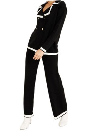 ست بالاتنه و پائین تنه مشکی زنانه تریکو ŞIK VE MUTLU - کد 925069007