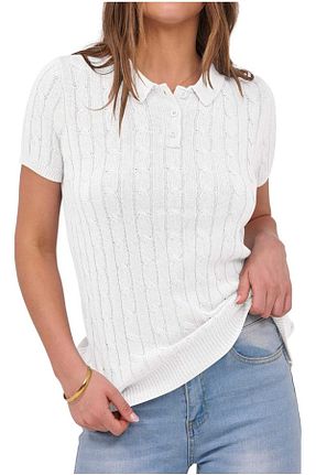 تیشرت سفید زنانه اسلیم فیت youknitwear you - کد 925085814