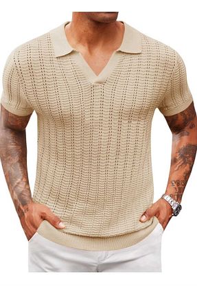 تیشرت بژ مردانه اسلیم فیت youknitwear you - کد 925084321