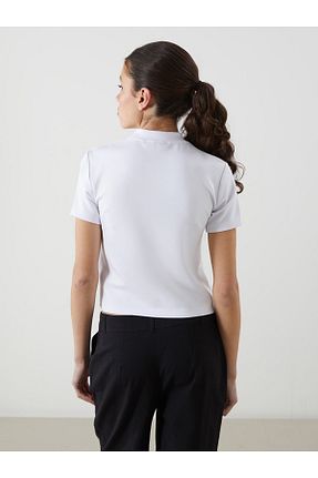 تیشرت سفید زنانه یقه دوچرخه LC Waikiki - کد 925087115