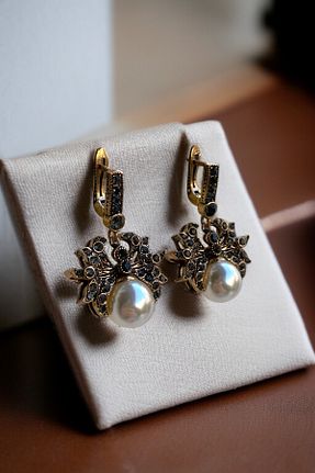 گوشواره مروارید طوسی FAYRA ACCESSORIES - کد 925122228