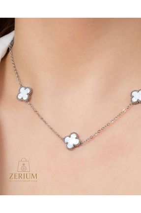 گردنبند استیل ( فولاد ) سفید زنانه استیل (فولاد) ZERİUM - کد 925054142