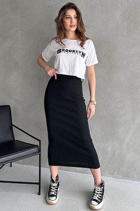 ست بالاتنه و پائین تنه مشکی زنانه بافتنی EYYE - کد 925124241