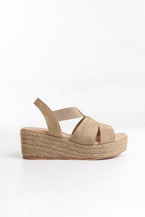 صندل بژ زنانه پاشنه پر Elile Shoes - کد 925126737