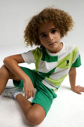 ست بالاتنه و پائین تنه سبز بچه گانه بافت U.S. Polo Assn. - کد 925736383