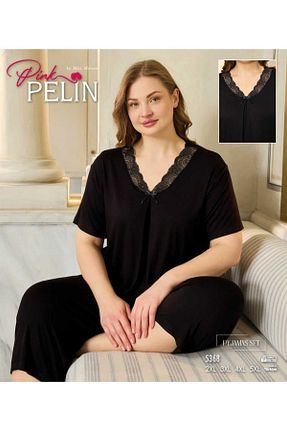 ست لباس راحتی سایز بزرگ مشکی زنانه ساده Azra - کد 925134115