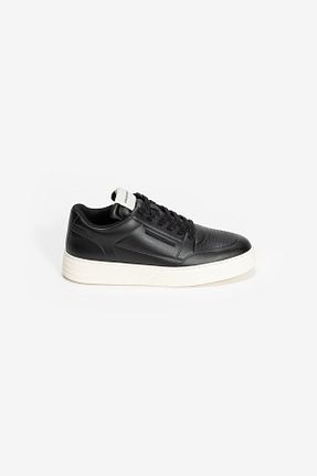 کفش اسنیکر مشکی مردانه چرم اصل Emporio Armani - کد 857677240