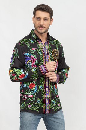 پیراهن مشکی مردانه یقه کلاسیک VERSACE JEANS COUTURE - کد 737254194