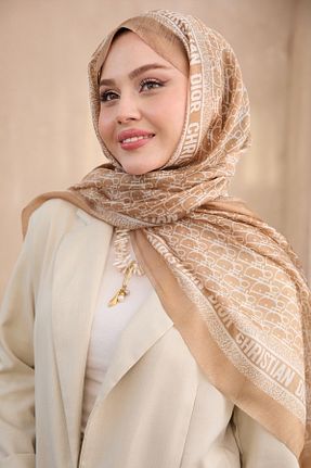 شال بژ زنانه ابریشم diorel - کد 925143048