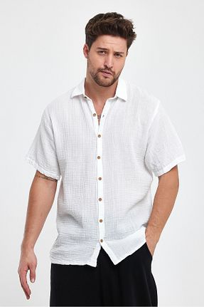 پیراهن سفید مردانه رگولار TCT TEKSTİL - کد 925214814