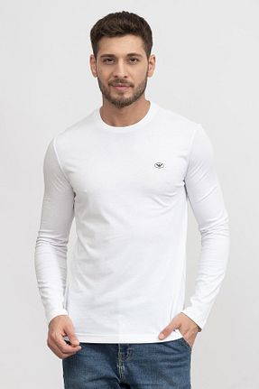 تیشرت سفید مردانه یقه دوچرخه Emporio Armani - کد 304972299