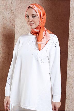 روسری نارنجی پلی استر Alvina - کد 864623827