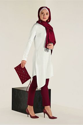 تونیک حجاب سفید زنانه بافتنی Alvina - کد 874939923