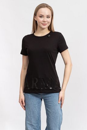 تیشرت مشکی زنانه یقه U Armani Exchange - کد 804960389