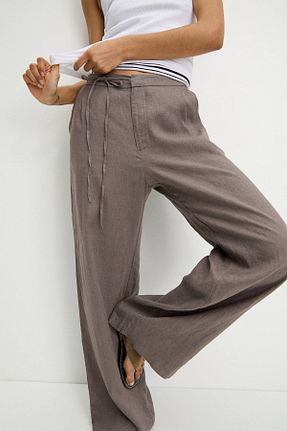 شلوار طوسی زنانه کتان Pull & Bear - کد 925283640