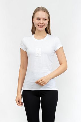تیشرت سفید زنانه یقه دوچرخه Armani Exchange - کد 891440501