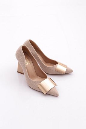 کفش پاشنه بلند کلاسیک بژ زنانه چرم مصنوعی Dgn - کد 925237572
