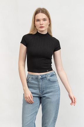 تیشرت مشکی زنانه یقه ماهیگیر Calvin Klein - کد 886690521