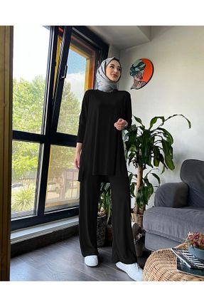 ست بالاتنه و پائین تنه حجاب مشکی زنانه Relaxed NİSUM MODA - کد 925288016