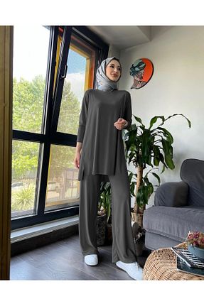 ست بالاتنه و پائین تنه حجاب طوسی زنانه Relaxed NİSUM MODA - کد 925286608