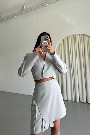 ست بالاتنه و پائین تنه طوسی زنانه بافتنی MAGGAZA - کد 925317941
